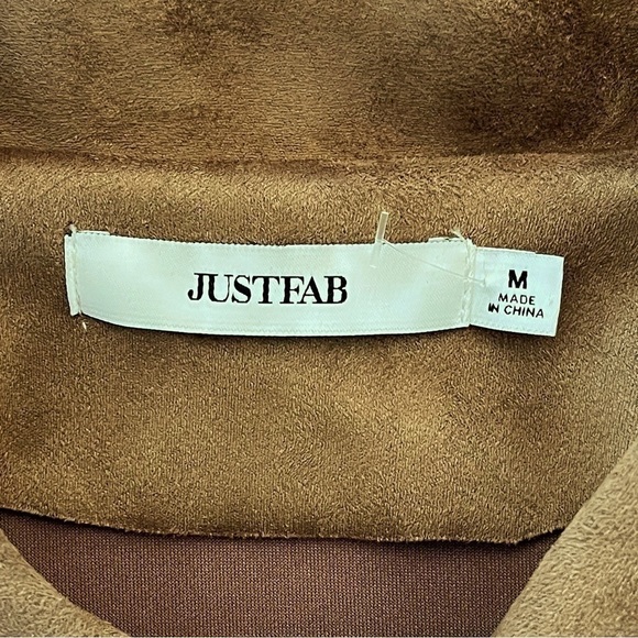 NWT Justfab Faux Suede Moto Jacket Brown Size M - Picture 4 of 9